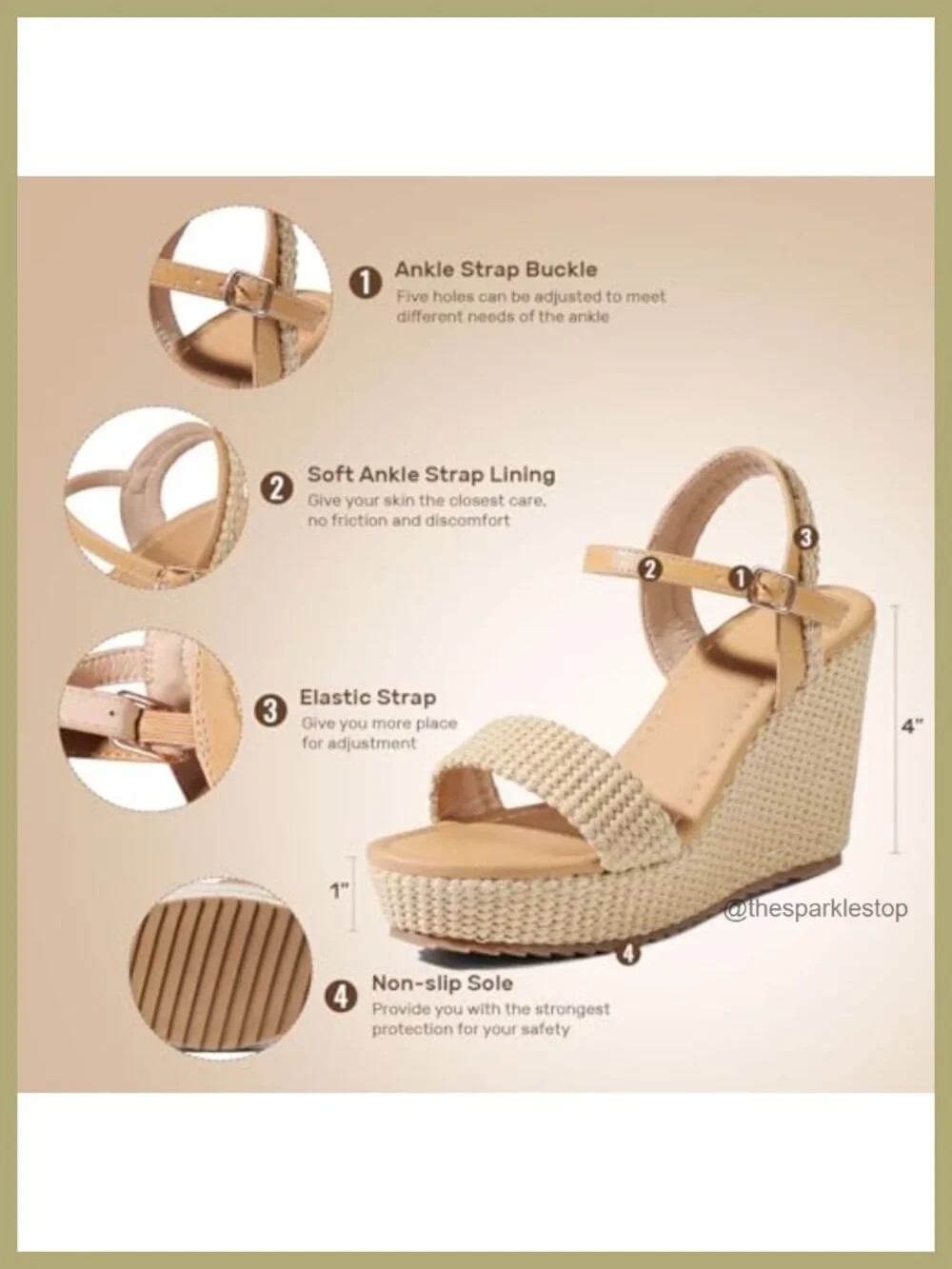 Women's Espadrille Wedge Sandals Open Toe Platform Jute Heels